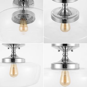 Marfa 14" Glass/Iron Farmhouse Modern LED Flush Mount